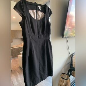 H&M Black Sheath Dress Size 6 Cap Sleeve